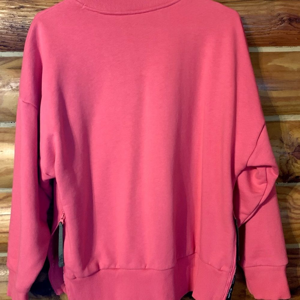 Columbia Lodge Pink Heavyweight Crewneck Sweatshirt with Side Zip Detail Small - Picture 6 of 9